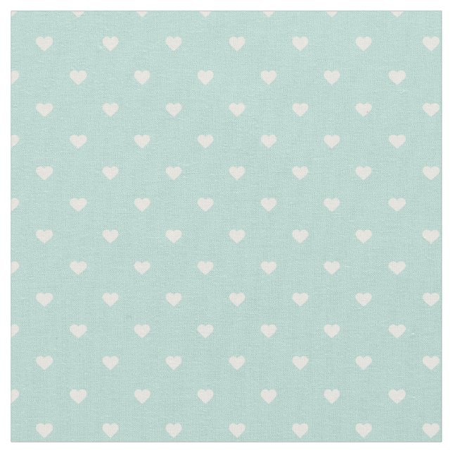 Mint Polka Dot Hearts Stoff (Nahaufnahme)