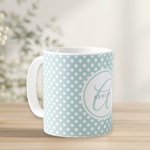 Mint Polka Dots Personalisierter Name Kaffee Tasse