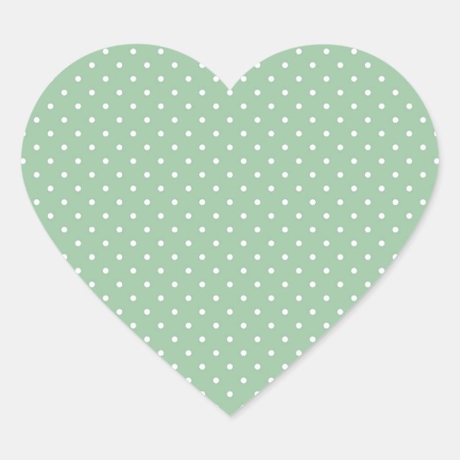 Mint Polka Herz-Aufkleber (Vorderseite)
