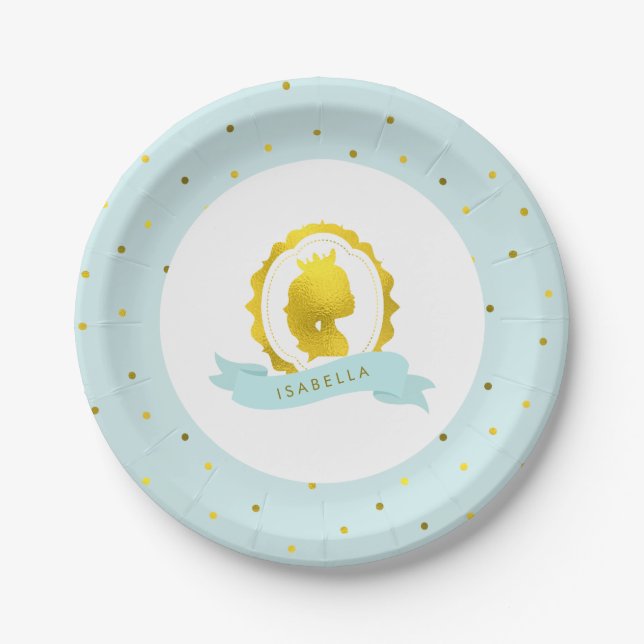Mint Princess Cameo Birthday Pappteller (Vorderseite)