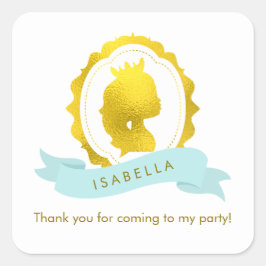 Mint Princess Cameo Birthday Quadratischer Aufkleber