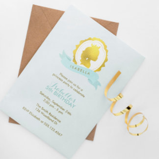 Mint Princess Cameo Girl Geburtstag Einladung