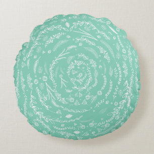 MINT Reversible to Lighter Floral Garland Muster Rundes Kissen