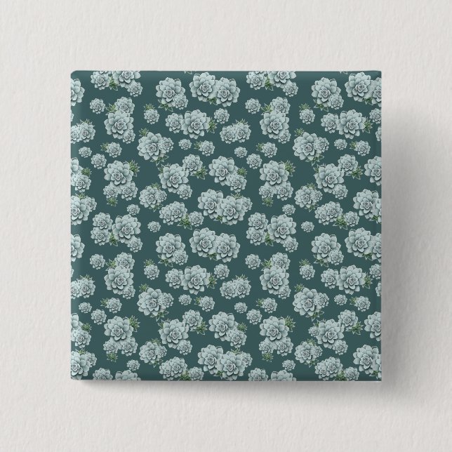 Mint Rosette Succulents Wiederholen Druck auf Pine Button (Vorderseite)