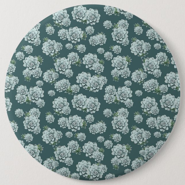 Mint Rosette Succulents Wiederholen Druck auf Pine Button (Vorderseite)