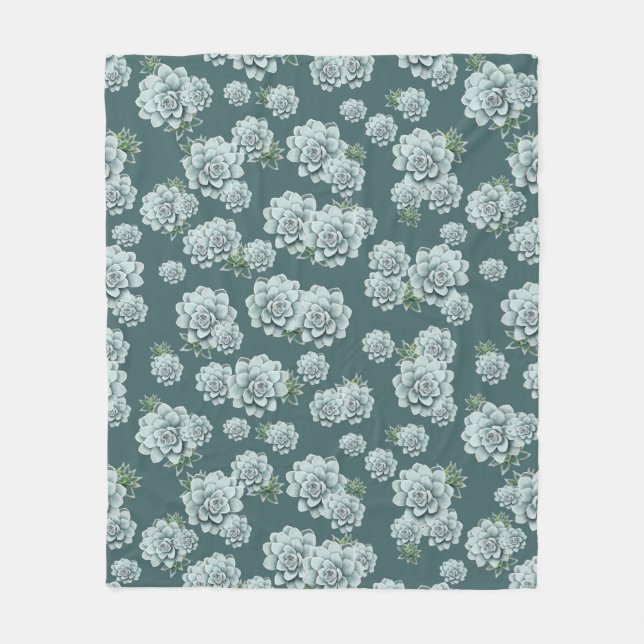 Mint Rosette Succulents Wiederholen Druck auf Pine Fleecedecke (Vorderseite)