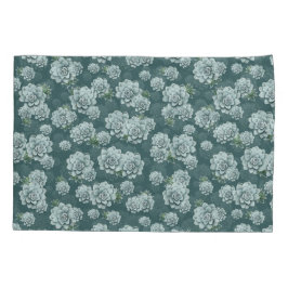 Mint Rosette Succulents Wiederholen Druck auf Pine Kissenbezug