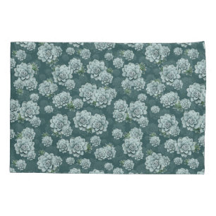 Mint Rosette Succulents Wiederholen Druck auf Pine Kissenbezug