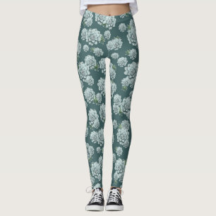 Mint Rosette Succulents Wiederholen Druck auf Pine Leggings
