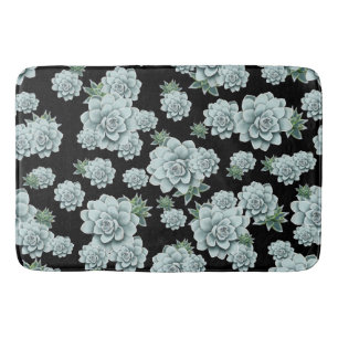 Mint Rosette Succulents Wiederholen Druck auf schw Badematte