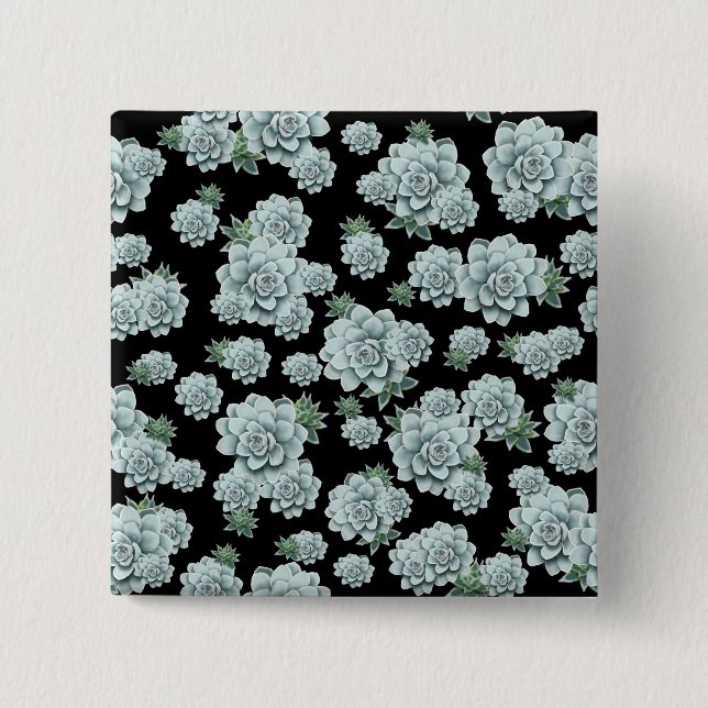 Mint Rosette Succulents Wiederholen Druck auf schw Button (Vorderseite)
