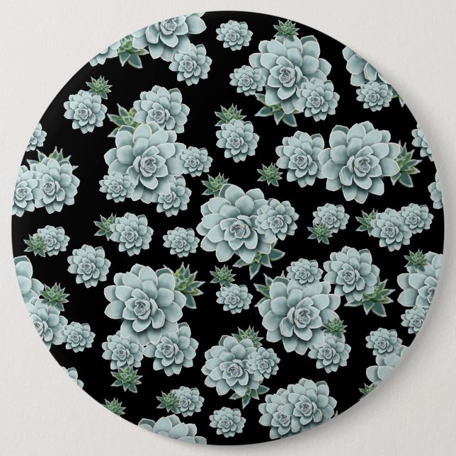 Mint Rosette Succulents Wiederholen Druck auf schw Button (Vorderseite)