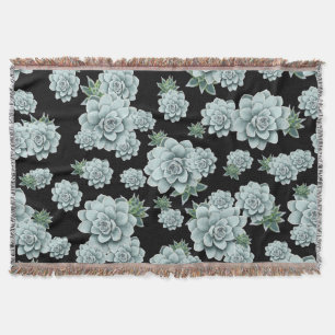 Mint Rosette Succulents Wiederholen Druck auf schw Decke