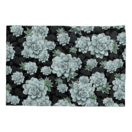 Mint Rosette Succulents Wiederholen Druck auf schw Kissenbezug
