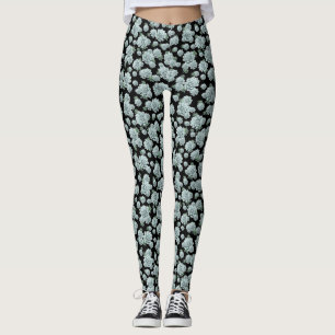 Mint Rosette Succulents Wiederholen Druck auf schw Leggings