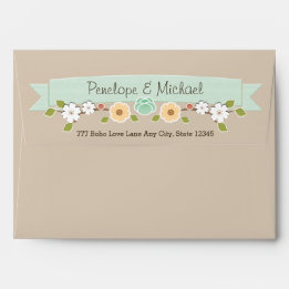 Mint Rustic Floral Boho A7 5"x7" Umschlag in Khaki