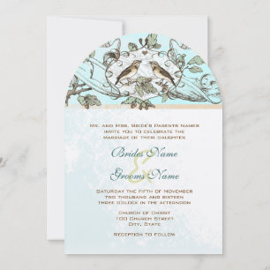 Mint Rustic Love Bird Hochzeit Einladung