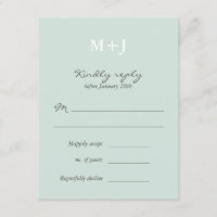 Mint Rustic Monogram Wreath Wedding RSVP Antwort
