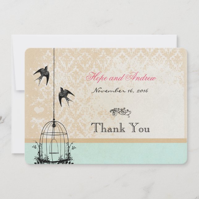 Mint Rustic Vintag Birdcage Hochzeit Einladungen (Vorderseite)