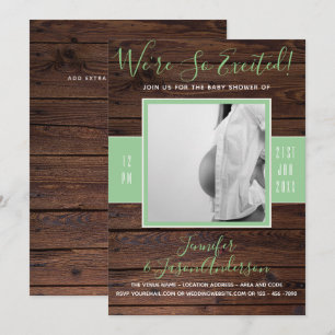 Mint rustique   Baby shower PHOTO Invitation