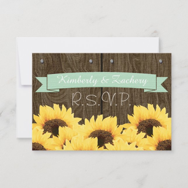 MINT RUSTISCHE SONNENBLUMENKARTE RSVP KARTE (Vorderseite)
