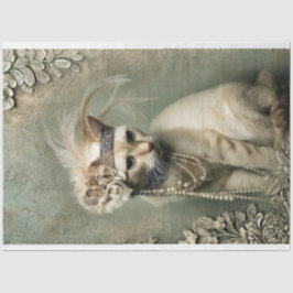 Mint Sage Allure Adorned Cat Roaring 20's Seidenpapier