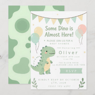 Mint-Sage-Grün Baby Shower Dino Einladung