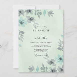 Mint-Schiefer-Gemalte Hochzeit Einladung