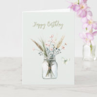 Mint-Schimmer Blaue Blumen im Glas Schmetterling G