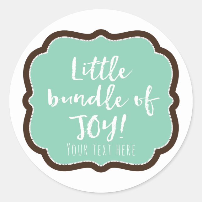 Mint & Schokolade Braun Bündel von Joy Baby Dusche Runder Aufkleber (Vorderseite)