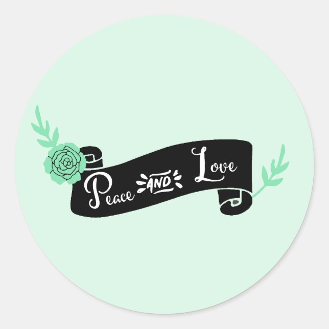 Mint Scroll Stift und Liebe Sticker (Vorderseite)