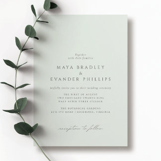 Mint Seafoam | Förmliche Hochzeit mit hellem Grün Einladung