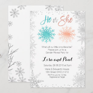 Mint Snowflakes Wintergeschlecht offenbart Einladu Einladung