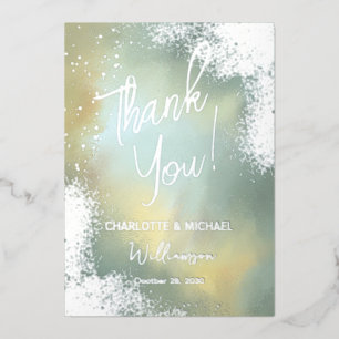 Mint Sparkle Foto Overlay Wedding Vielen Dank Folieneinladung