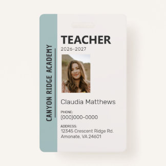 Mint Stripe Homeschool Educator ID Badge