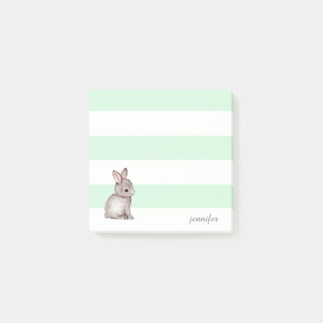 Mint Stripes Bunny Post-it® Notes Post-it Klebezettel (Vorderseite)