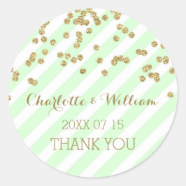 Mint Stripes Gold Confetti Gastgeschenk Hochzeit T Runder Aufkleber