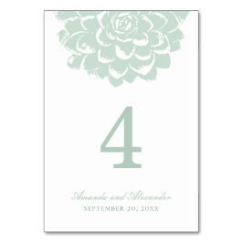 Mint sukkulent. Moderne Kakteen Hochzeit. Floral Tischnummer
