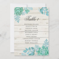Mint sukkulente Sitzkarte. Rustikale Hochzeit