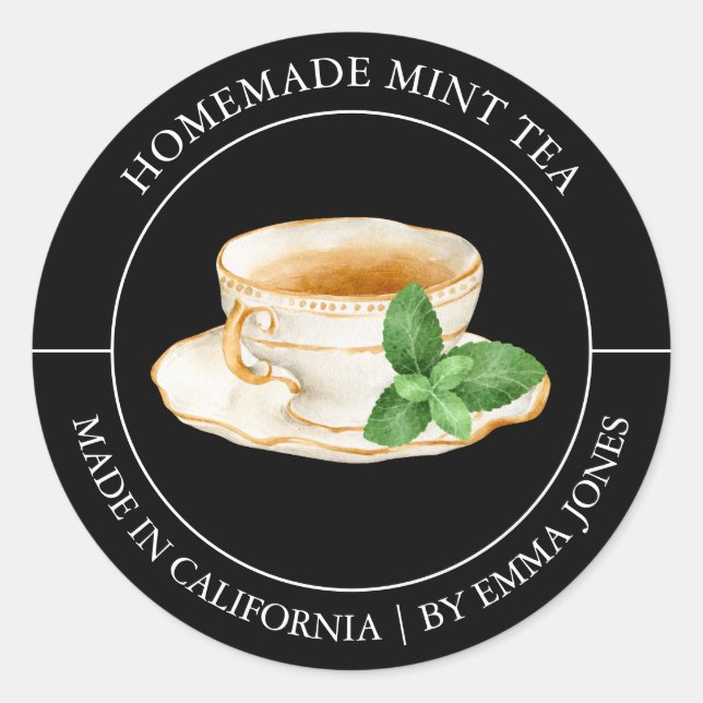 Mint Tea Modern Label Runder Aufkleber (Vorderseite)