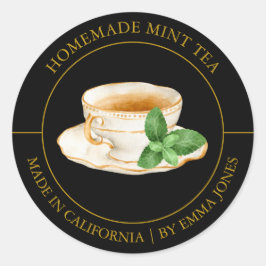 Mint Tea Modern Label Runder Aufkleber