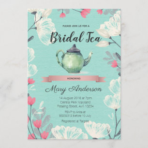Mint Tea Party Bridal Dusche Einladung