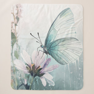 Mint Teal Schmetterling Soft Pastel Floral Sherpadecke