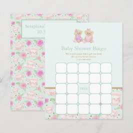 Mint Teddy Bear Tee Party Babydusche Bingo Spiel