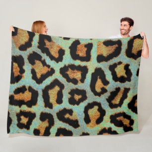 Mint Tee mir aquamarin Leopard-Druck Fleecedecke