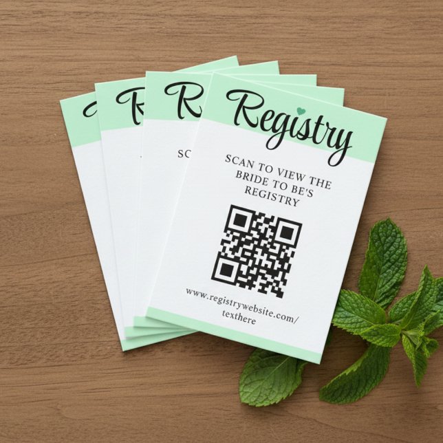 Mint to Be QR-Code-Hochzeitsregistry Brautparty Begleitkarte (Mint to Be QR Code Wedding Registry Bridal Shower Enclosure Card
)