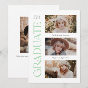 Mint Trendy Serif Abschluss mit mehreren Fotos Ankündigung