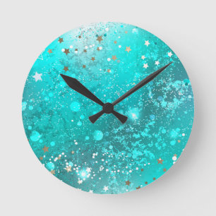 Mint Türkis Folienhintergrund Runde Wanduhr