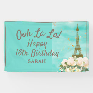 Mint Türkis Gold Sweet 16 Paris Eiffelturm Banner