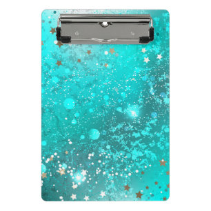 Mint Turquoise Foil Background Mini Klemmbrett